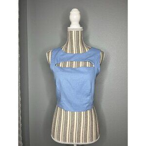 Yllw The Label Baby Blue Cut Out Crop Top Fitted Women’s Sz Small Festival Beach